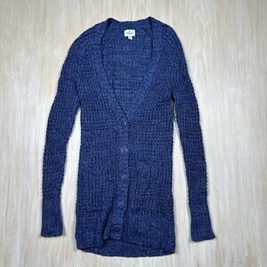 American Eagle Blue Knit Button Front Pockets Long Sleeve Cardigan Sweater XS